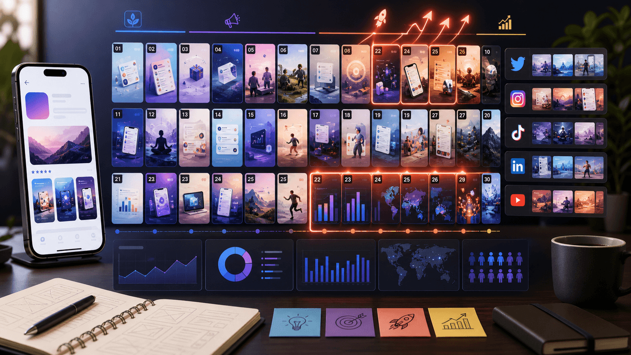 The 30-Day App Launch Carousel Campaign: Day-by-Day Plan visual