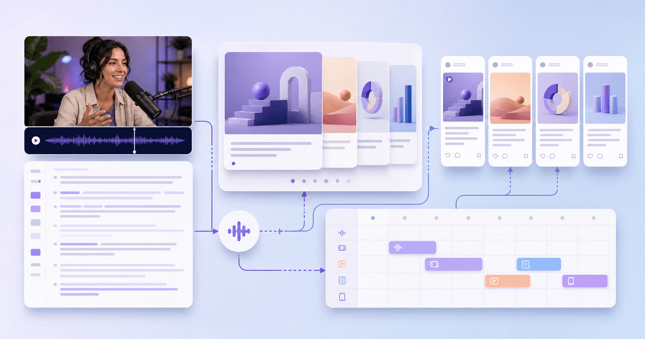 Podcast Interview Content Repurposing System: One Guest Conversation Into a Week of Assets visual